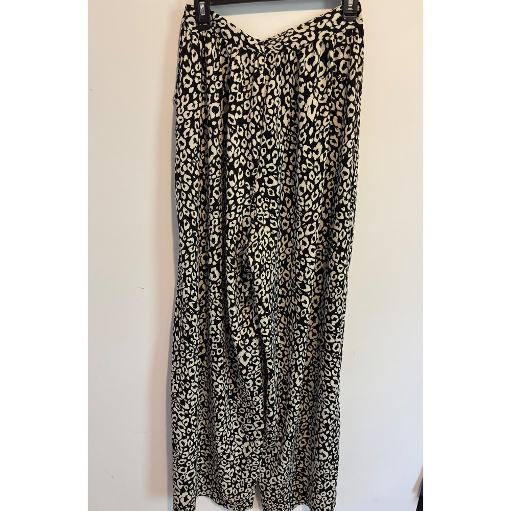 Nasty Gal Womens Leopard Print Halter Wide Leg Jumpsuit Black White Size 6 - Picture 5 of 8